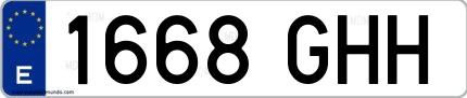 Ejemplo de matrícula española 1668 GHH