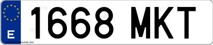 Ejemplo de matrícula española 1668 MKT