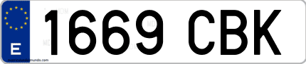 Ejemplo de matrícula de coche ordinaria 1669 CBK