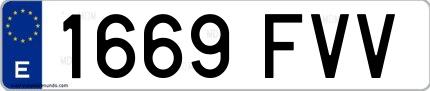 Ejemplo de matrícula española 1669 FVV