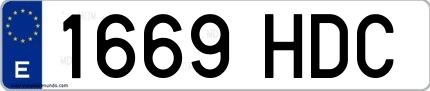 Ejemplo de matrícula española 1669 HDC