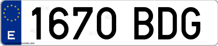 Ejemplo de matrícula de coche ordinaria 1670 BDG