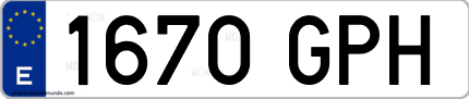 Ejemplo de matrícula de coche ordinaria 1670 GPH