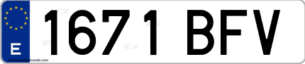 Ejemplo de matrícula de coche ordinaria 1671 BFV
