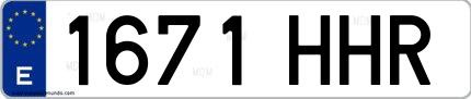 Ejemplo de matrícula española 1671 HHR