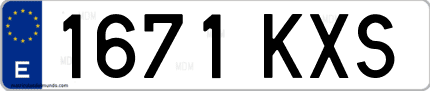 Ejemplo de matrícula de coche ordinaria 1671 KXS