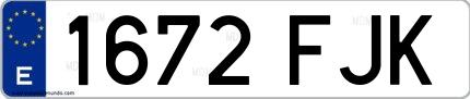 Ejemplo de matrícula española 1672 FJK