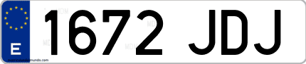 Ejemplo de matrícula de coche ordinaria 1672 JDJ
