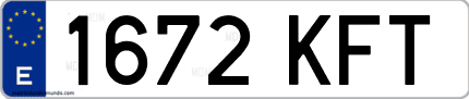 Ejemplo de matrícula de coche ordinaria 1672 KFT