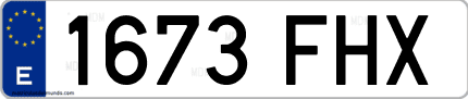 Ejemplo de matrícula de coche ordinaria 1673 FHX