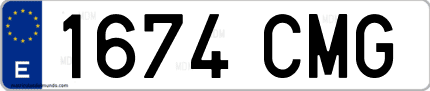 Ejemplo de matrícula de coche ordinaria 1674 CMG