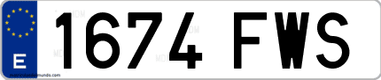 Ejemplo de matrícula de coche ordinaria 1674 FWS