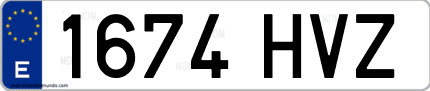 Ejemplo de matrícula de coche ordinaria 1674 HVZ