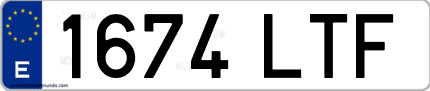 Ejemplo de matrícula de coche ordinaria 1674 LTF