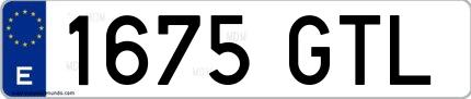 Ejemplo de matrícula española 1675 GTL