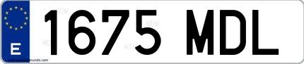 Ejemplo de matrícula de coche ordinaria 1675 MDL