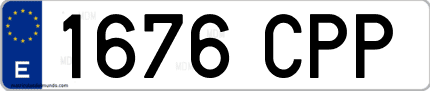 Ejemplo de matrícula de coche ordinaria 1676 CPP