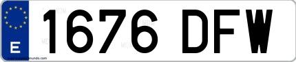 Ejemplo de matrícula española 1676 DFW