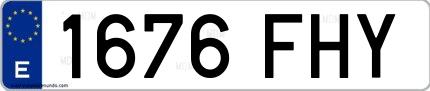 Ejemplo de matrícula española 1676 FHY