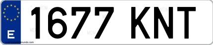 Ejemplo de matrícula española 1677 KNT