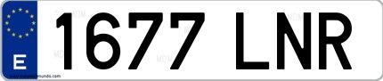 Ejemplo de matrícula española 1677 LNR