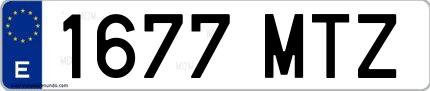 Ejemplo de matrícula española 1677 MTZ