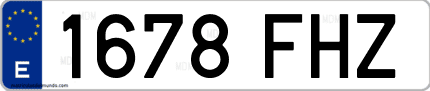 Ejemplo de matrícula de coche ordinaria 1678 FHZ
