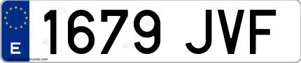 Ejemplo de matrícula española 1679 JVF