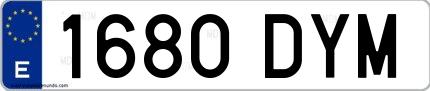 Ejemplo de matrícula española 1680 DYM