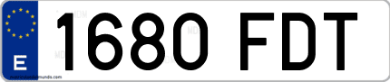 Ejemplo de matrícula de coche ordinaria 1680 FDT