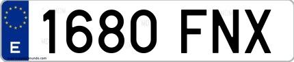 Ejemplo de matrícula española 1680 FNX