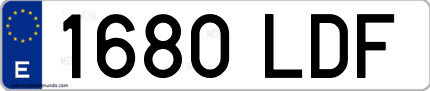 Ejemplo de matrícula de coche ordinaria 1680 LDF