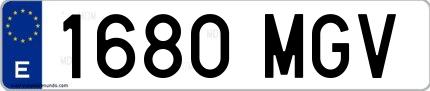 Ejemplo de matrícula española 1680 MGV