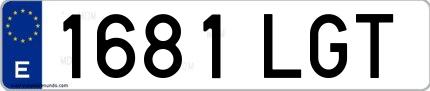 Ejemplo de matrícula española 1681 LGT