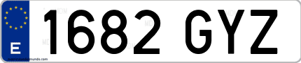 Ejemplo de matrícula de coche ordinaria 1682 GYZ