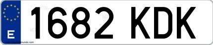 Ejemplo de matrícula de coche ordinaria 1682 KDK