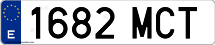Ejemplo de matrícula de coche ordinaria 1682 MCT