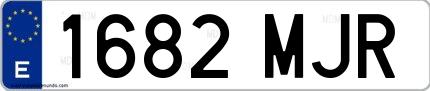 Ejemplo de matrícula española 1682 MJR