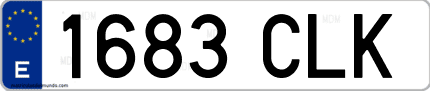 Ejemplo de matrícula de coche ordinaria 1683 CLK