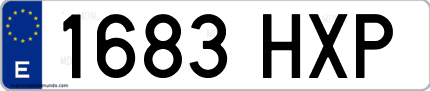 Ejemplo de matrícula de coche ordinaria 1683 HXP