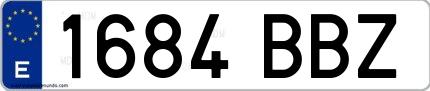 Ejemplo de matrícula española 1684 BBZ