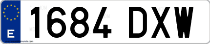Ejemplo de matrícula de coche ordinaria 1684 DXW