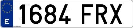 Ejemplo de matrícula española 1684 FRX
