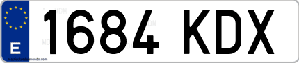 Ejemplo de matrícula de coche ordinaria 1684 KDX
