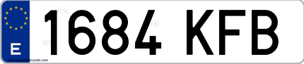 Ejemplo de matrícula de coche ordinaria 1684 KFB
