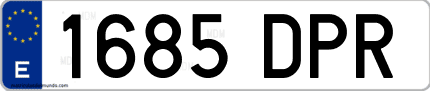 Ejemplo de matrícula de coche ordinaria 1685 DPR