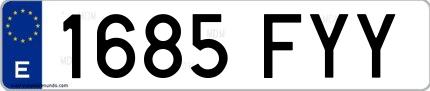 Ejemplo de matrícula española 1685 FYY