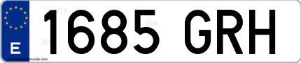 Ejemplo de matrícula de coche ordinaria 1685 GRH