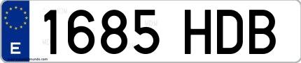 Ejemplo de matrícula española 1685 HDB