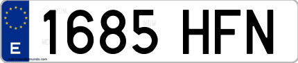 Ejemplo de matrícula de coche ordinaria 1685 HFN